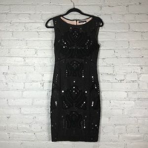 Black beaded pencil dress
